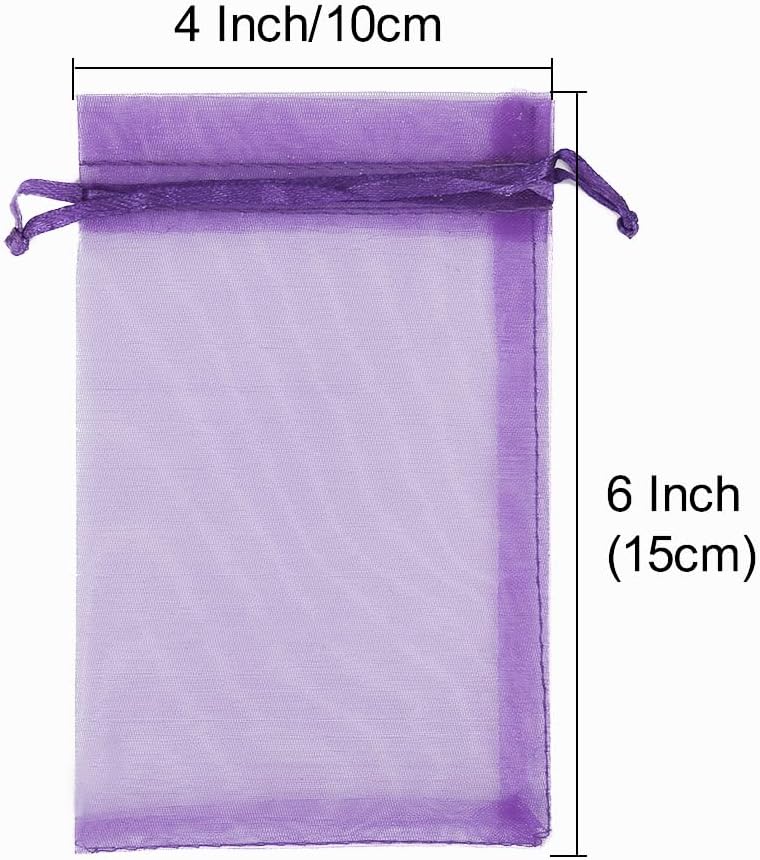 HRX Package 100pcs White Organza Bags, 4x6 inch Mesh Bags Drawstring Gift Bags Jewelry Pouches for Candy Wedding Favors Christmas