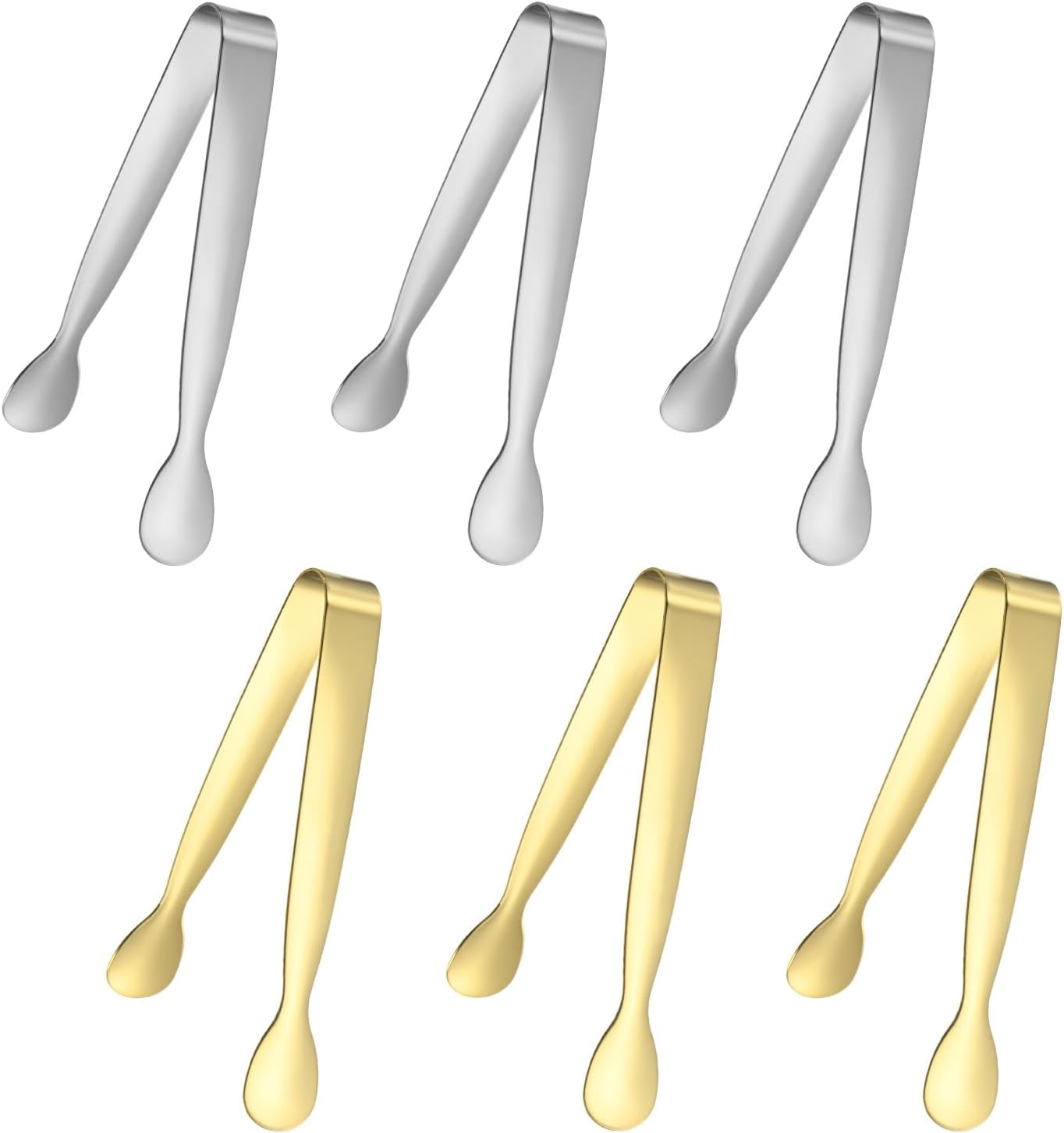 M METERXITY 12-Pack Mini Serving Tongs, 4.3 Inch 304 Stainless Steel Mini Sugar Cube Ice Tongs for Tea and Coffee Party/Outdoor Activities, Small U-shaped Metal Accessories [Colorful]