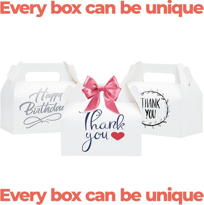 UnicoPak 30 Pack Party Favor Boxes Treat Boxes, White Gable Gift Boxes for Party Favors Goodies Cookies Treats Candies Meals Lunch, 6.5x3.5x3.5 Inches