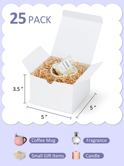 Eupako Gift Boxes 4x4x4 50 Pack White Kraft Paper Box with Lids Party Favor Boxes for Bridesmaids Proposal, Crafting, Cupcake, Wedding, Christmas