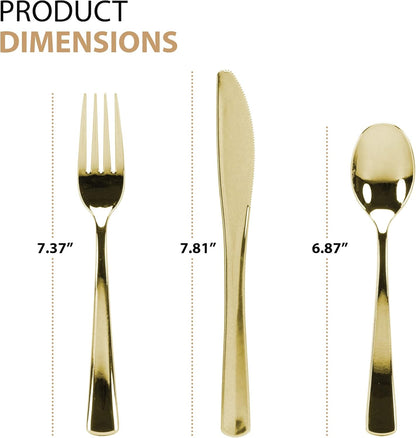 Plastic Cutlery Silverware Extra Heavyweight Disposable Flatware, Full Size Cutlery Combo, Polished Silver, 80 Forks, 40 Spoons, 40 Knifes, Value Pack 160 Count