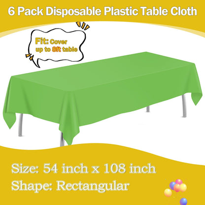 tujol Royal Blue 6 Pack Plastic Table Cloth 54" x 108", Disposable Tablecloths Rectangle Table Cover, Plastic Tablecloths for Parties