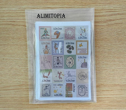ALIMITOPIA Adhesive Sticker,12 Sheets(240pcs) Stamp Shape DIY Decorative Paper Paster Ornament Mark
