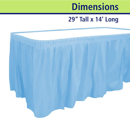 Party Dimensions Plastic Table Skirt, 29-Inches by 14-Feet - White - 6 Pack