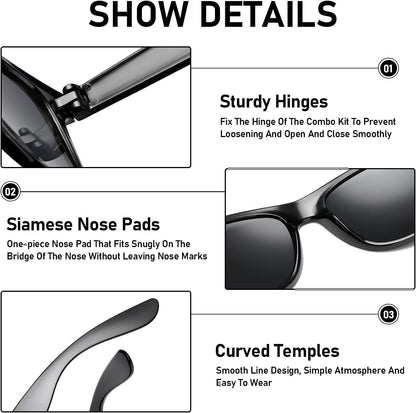 20 Pairs Bulk Sunglasses for Adult Retro 70s 90s Cheap Glasses (Black)