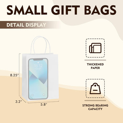 YEEHAW 24 Pack Small Gift Bags 5.8"×3.2"×8.25" Kraft Paper Bags with Handles, Party Favor Bags Bulk for Kids Birthday, Baby Shower, Crafts, Wedding, Party (6 Colors)