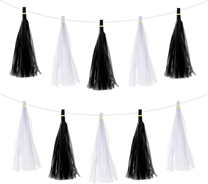MECCANIXITY 20Pcs Light Blue Tassel Garland Banner with Rope Tissue Paper Tassels Party DIY Kits for Anniversary Wedding Birthday Party