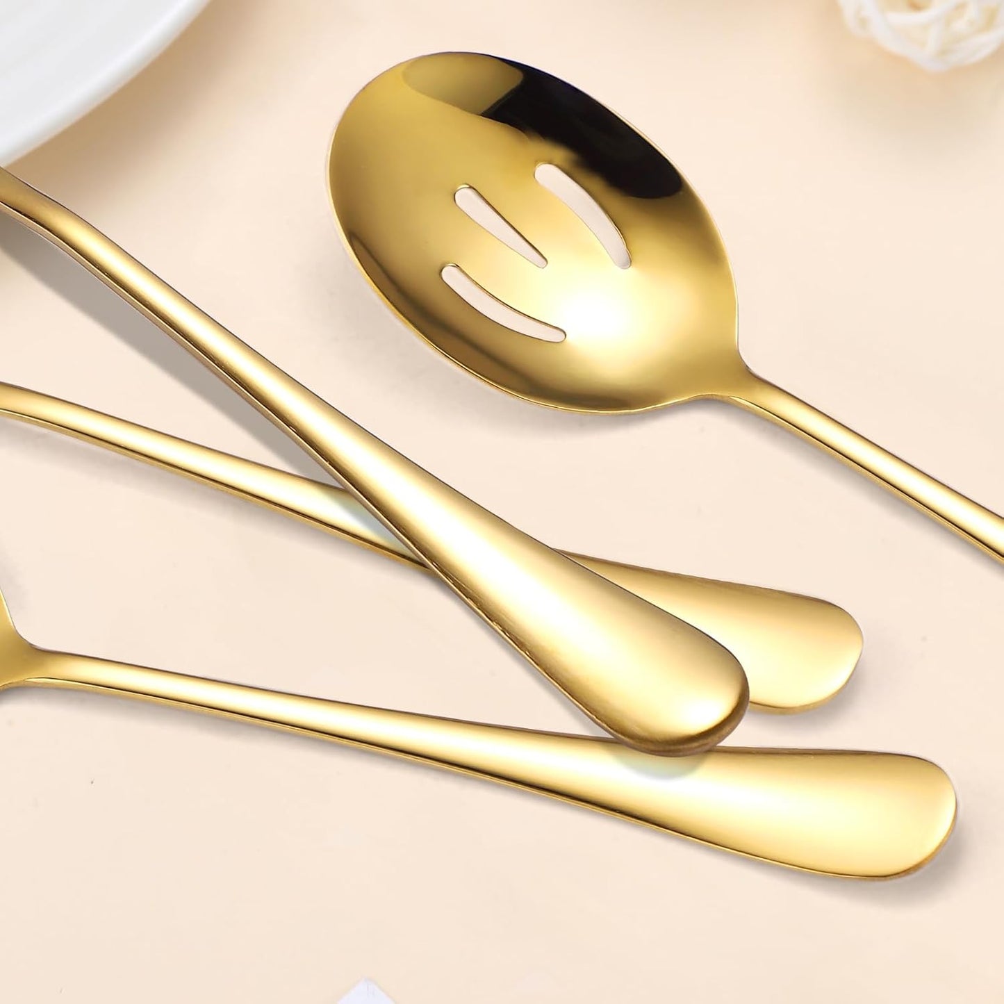 Stainless Steel Serving Utensil Set 10-Piece Buffet Flatware Catering Silverware with Bread Tong,Cake Spatula,Serving Ladles,Salad Fork,Cheese Knife,Large Spoon for Parties Buffet