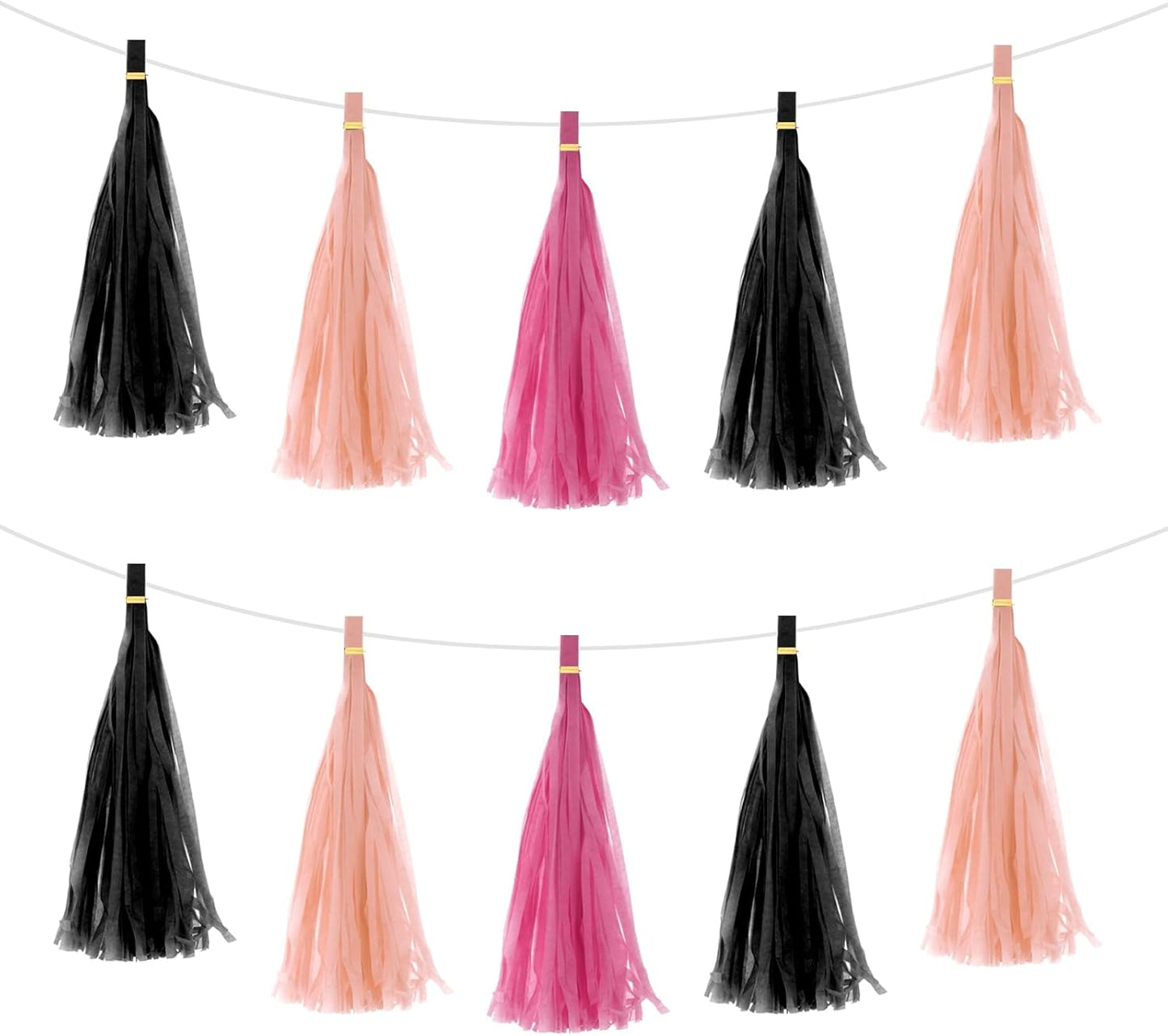 MECCANIXITY 15Pcs Light Blue Tassel Garland Banner with Rope Tissue Paper Tassels Party DIY Kits for Anniversary Wedding Birthday Party