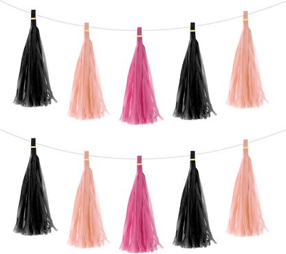 MECCANIXITY 15Pcs Light Blue Tassel Garland Banner with Rope Tissue Paper Tassels Party DIY Kits for Anniversary Wedding Birthday Party
