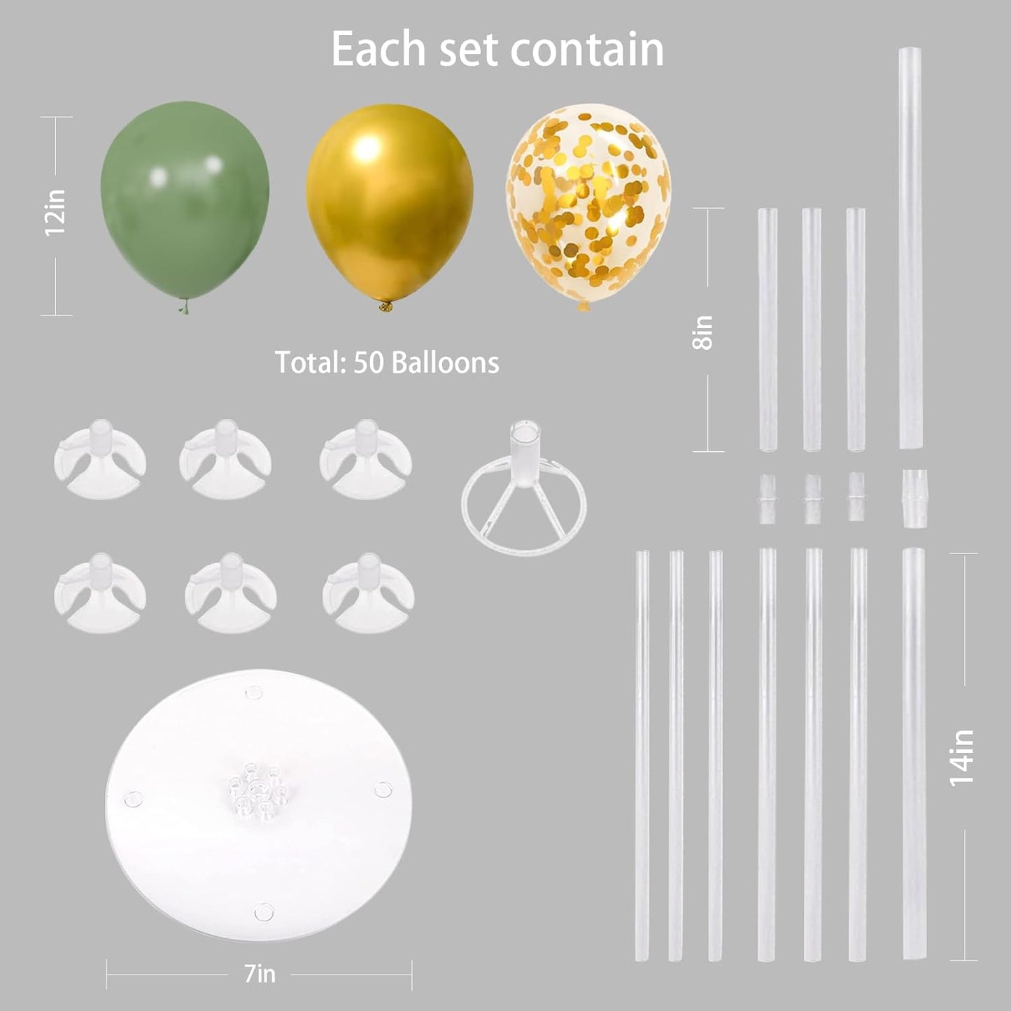 6 Set Balloon Stand Kit for Table Centerpieces With Balloon and Base Party Decorations for Birthday Wedding Retirement Graduation Baby Shower (Black Gold)