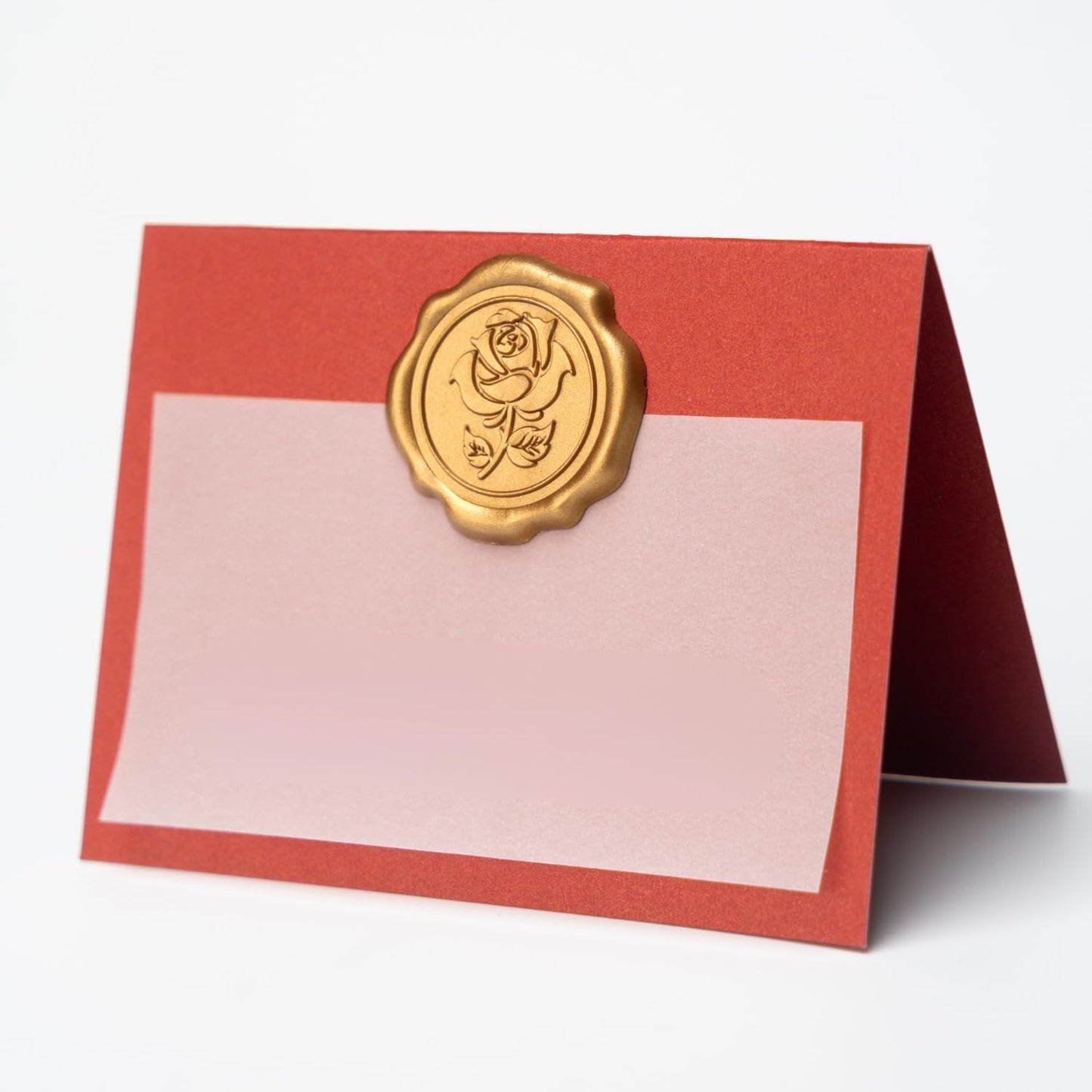 25 Pack Name Cards for Table Setting, Printable Place Cards with Antique Gold Rose Wax Seal Sticker for Wedding, Table Tent Card Stock Decor for Party, Dinner, Home(Pearlized Champagne Gold)