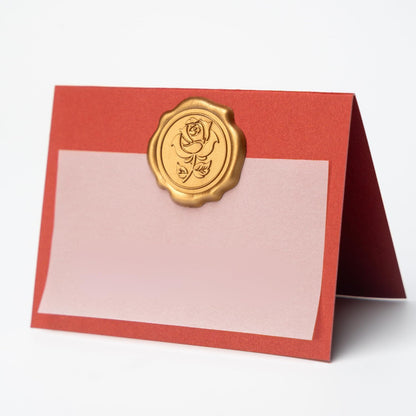 25 Pack Name Cards for Table Setting, Printable Place Cards with Antique Gold Rose Wax Seal Sticker for Wedding, Table Tent Card Stock Decor for Party, Dinner, Home(Pearlized Champagne Gold)