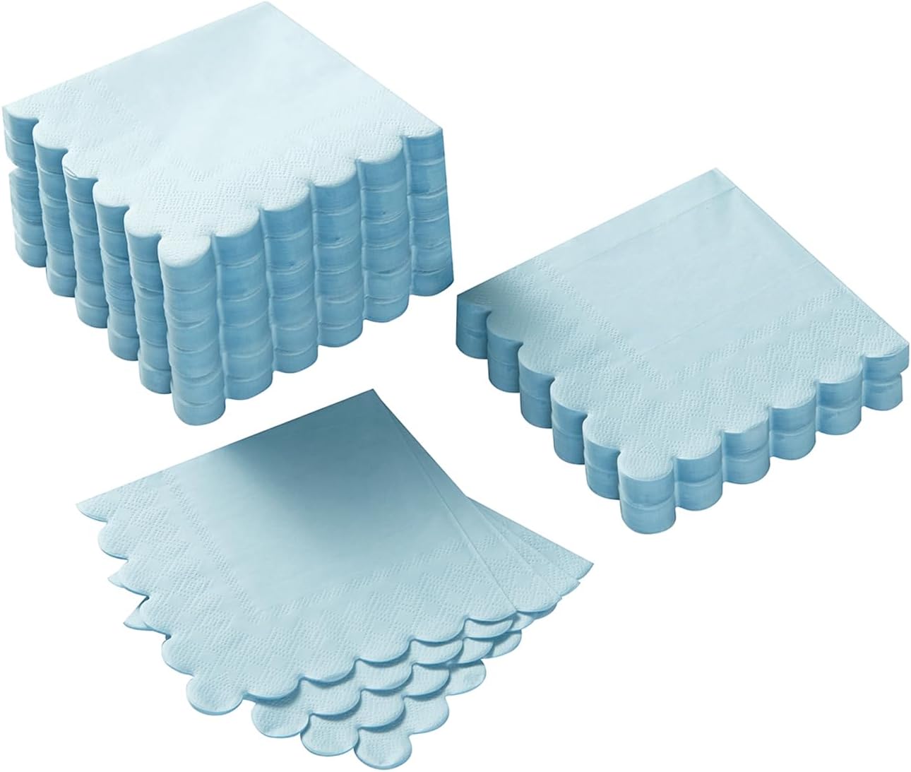 100 Pack Cocktail Napkin 2-Ply Scalloped Edged Dessert Napkins Folded 5 x 5 Inches Disposable Napkins for Dinner Wedding Birthday Party Bridal Anniversary Reception Event (Pink)