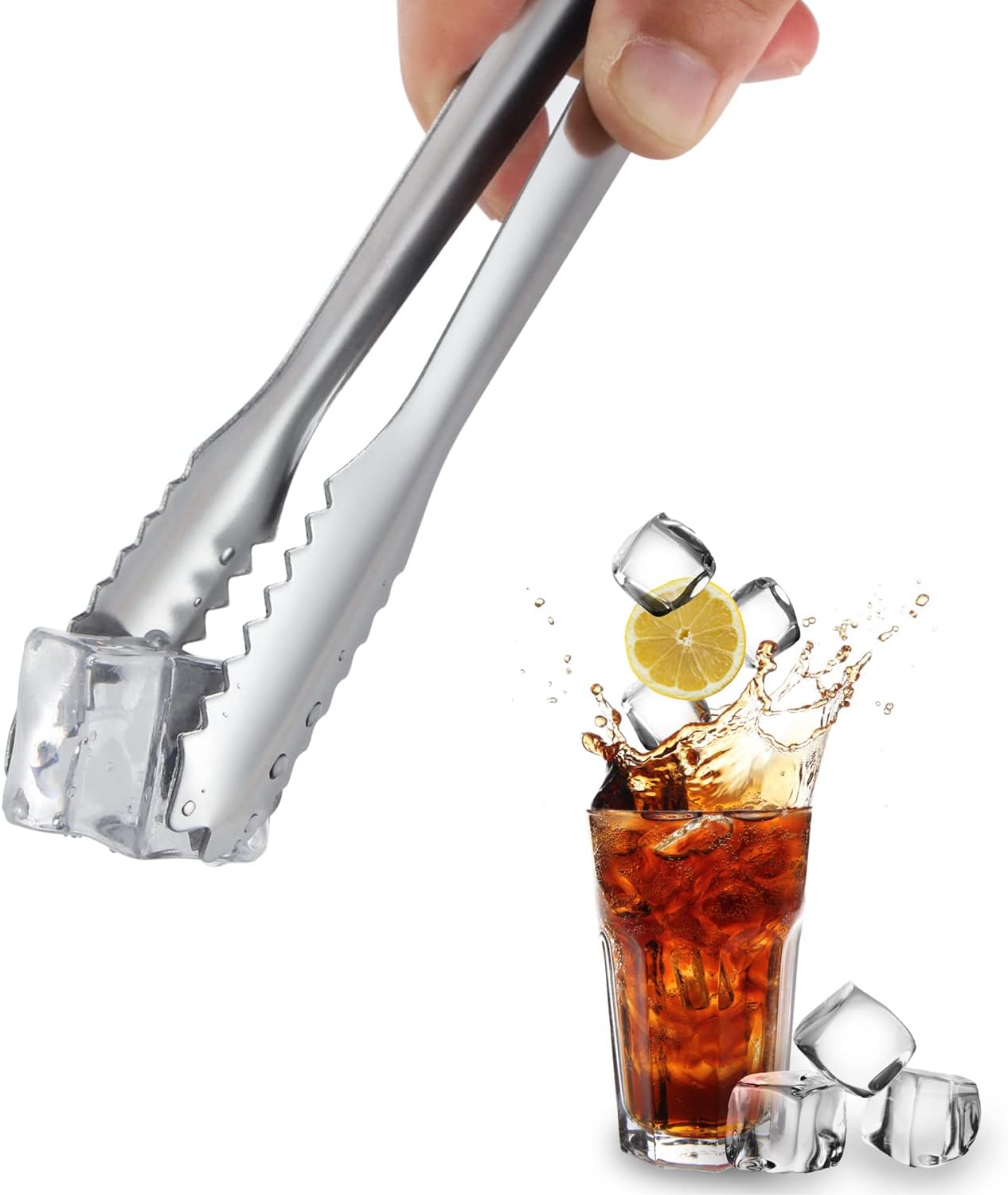 MSY BIGSUNNY Durable Stainless Steel Ice Tongs, 7 inch Sugar Cube Serving Tongs, Set of 2