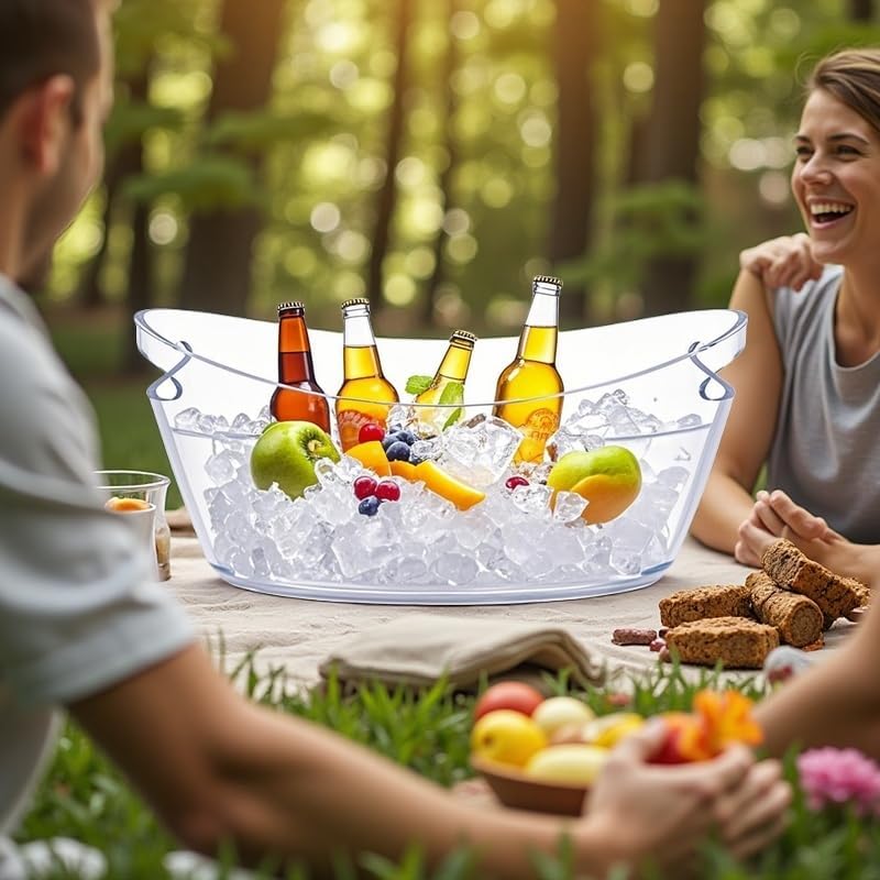 1pcs 6L Ice Bucket with 1pc Scoops ,Large Clear Acrylic Ice Bucket for for Wine Champagne Mimosa Cocktail Bar Picnic Fruit Storage Basket (1PC 6L)