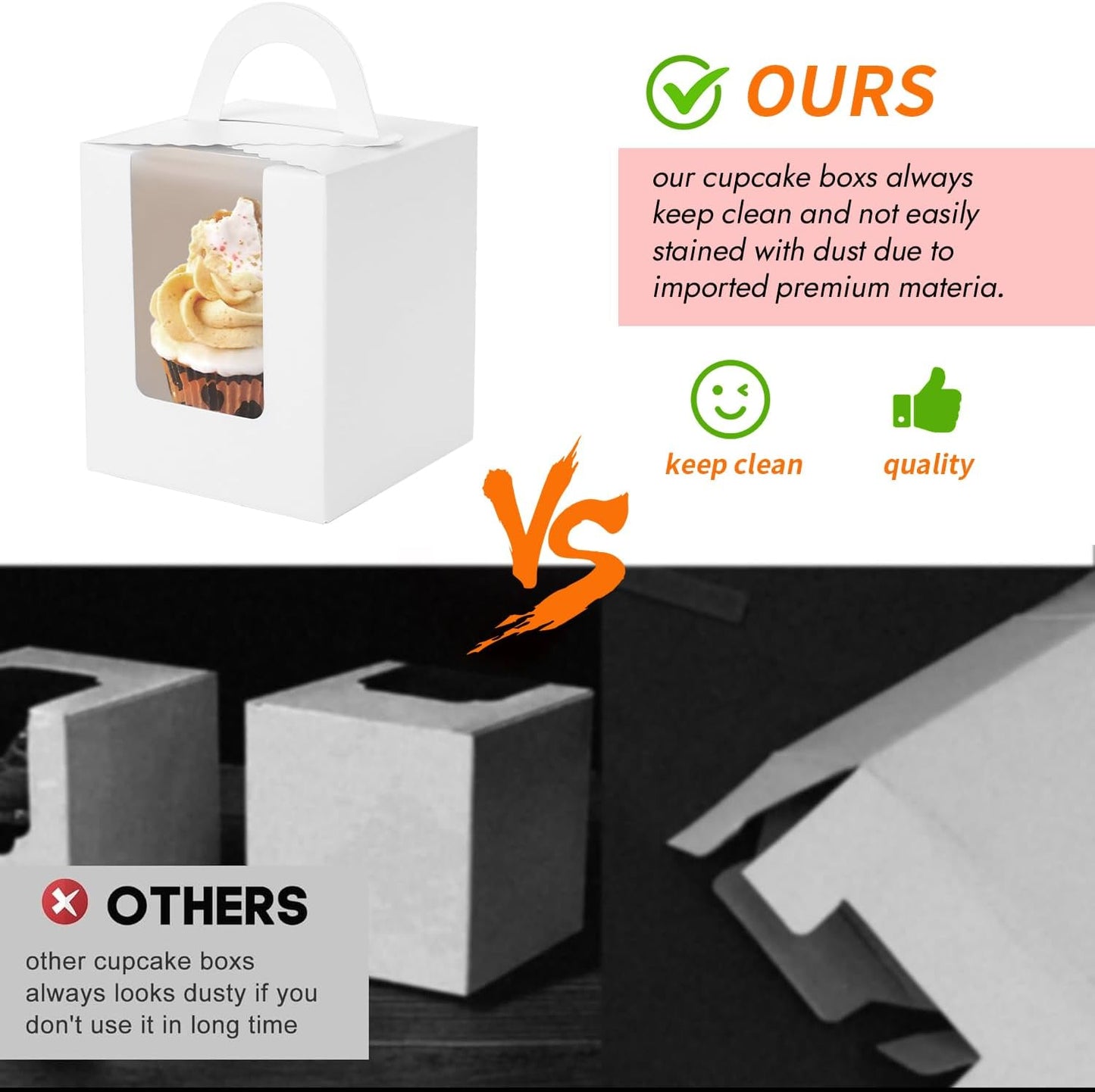 JCD Cupcake Boxes Carriers, 120pcs Pink Single Individual Cupcakes Box Holders Containers,3.7 * 3.7 * 4.3inch Cupcake Container Pastry with Insert and window(Pink, 120pcs)