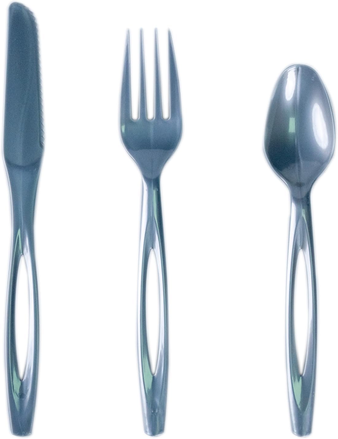 Glad Clear Disposable Cutlery Set with Heavy Duty Plastic Forks, Knives, and Spoons, Reusable Dishwasher Safe Plastic Utensils for Parties and Everyday Use, 240 Count