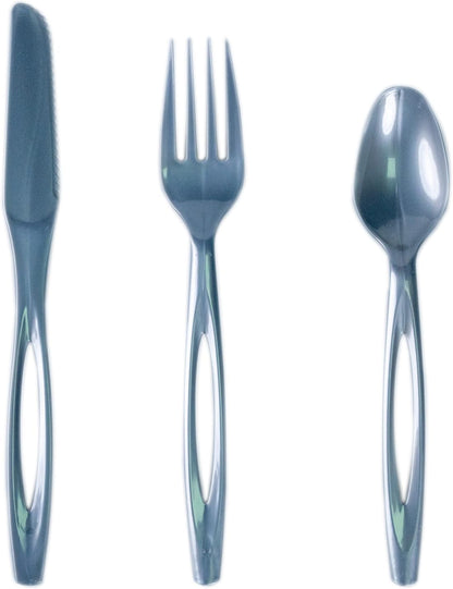 Glad Clear Disposable Cutlery Set with Heavy Duty Plastic Forks, Knives, and Spoons, Reusable Dishwasher Safe Plastic Utensils for Parties and Everyday Use, 240 Count
