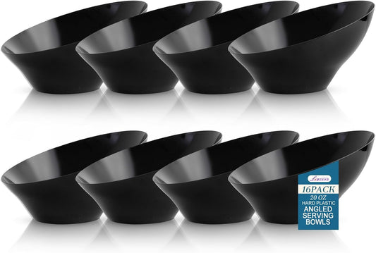 Liacere 54 OZ Clear Plastic Serving Bowls - 16PCS Angled Serving Bowls - Disposable Bowl for Candy Chip - Party Table Salad and Fruit，Can be Used Weddings and Gatherings＆ New Year