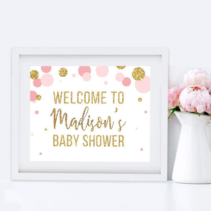 Andaz Press Blush Pink Gold Glitter Girl Baby Shower, Printable Table Tent Place Cards, 20-Pack, Seat Placement Cards Blank Place Cards For Table Settings Name Cards for Wedding, Graduation Food Cards - Colors B