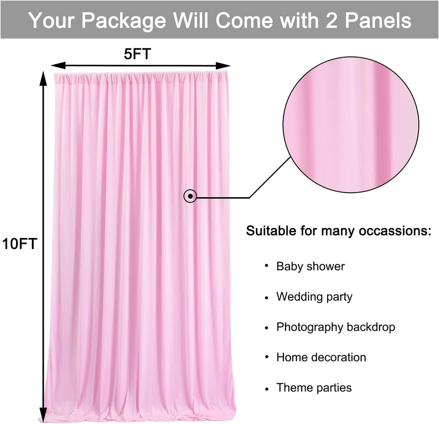 10ftx10ft Black Backdrop Curtains for Weddings Parties, Wrinkle Free 2 Panels Silky Polyester Photo Backdrop Drapes Back Drop Cloth Drapery for Birthday Mother'sDay Photography Background
