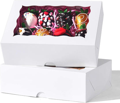 8PCS Brown Bakery Boxes with Window, 8x6x2.5 Inch Gift-Ready Pastry Box for Chocolate Strawberries, Macarons, Donuts, Truffles, Ores, Cookies, Donuts, Perfect for Different Holiday Celebrate