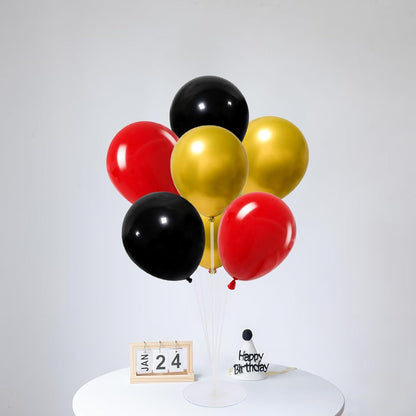 6 Set Balloon Stand Kit for Table Centerpieces With Balloon and Base Party Decorations for Birthday Wedding Retirement Graduation Baby Shower (Black Gold)