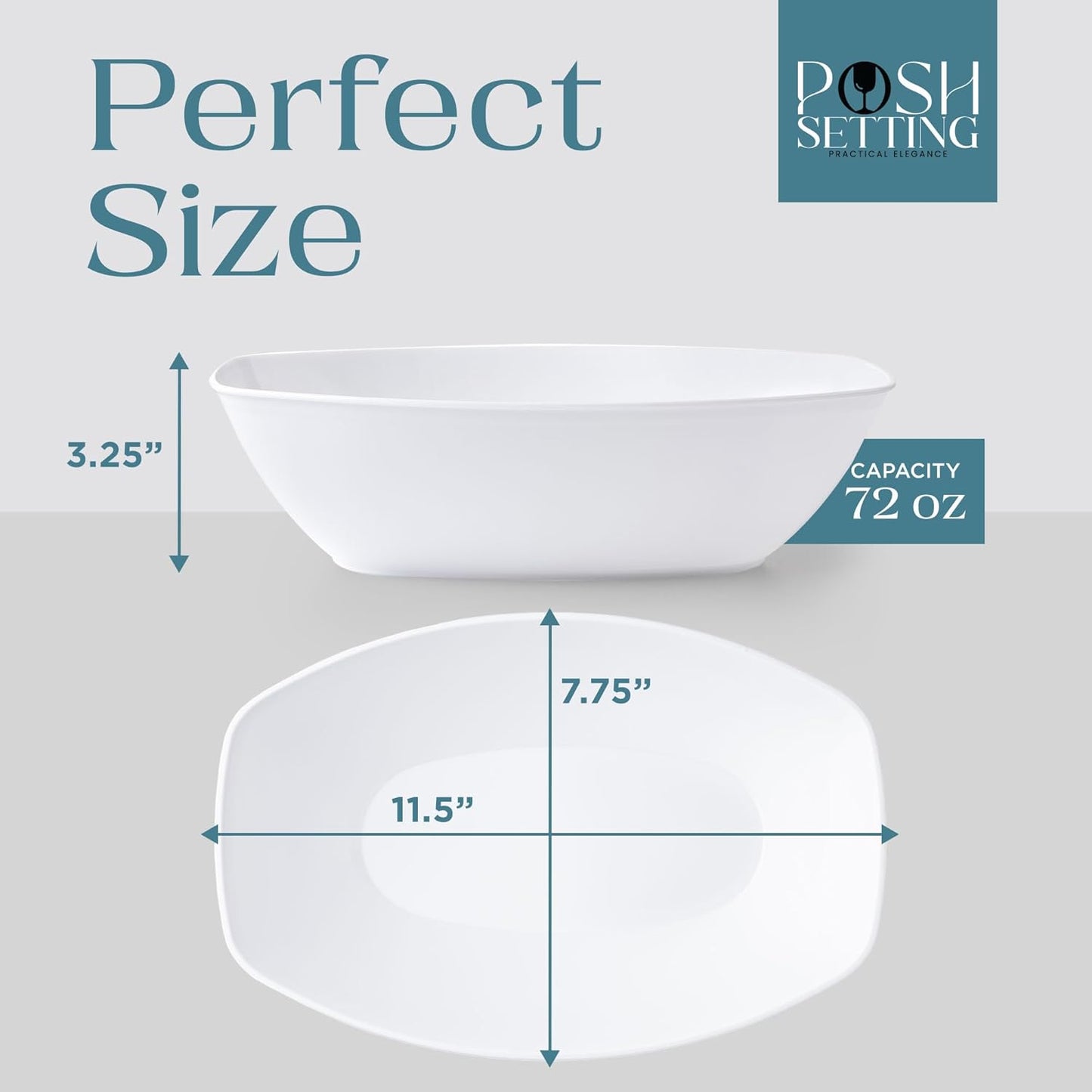 Posh Setting Black Plastic Serving Bowls Disposable - Oval Bowls - Oval Candy Bowl - Plastic Snacks & Chip Bowls for Parties - Black Party Serving Dishes 4 pack