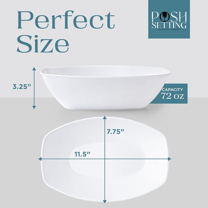 Posh Setting Black Plastic Serving Bowls Disposable - Oval Bowls - Oval Candy Bowl - Plastic Snacks & Chip Bowls for Parties - Black Party Serving Dishes 4 pack