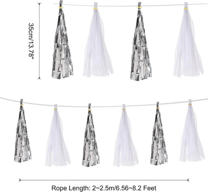 MECCANIXITY 20Pcs Light Blue Tassel Garland Banner with Rope Tissue Paper Tassels Party DIY Kits for Anniversary Wedding Birthday Party