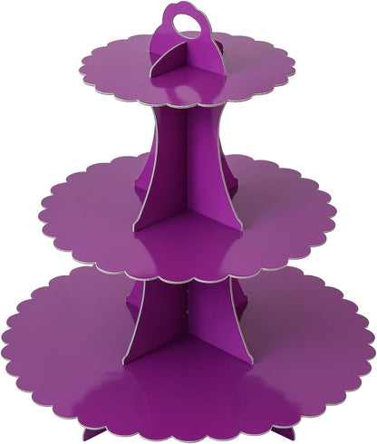 Soleebee 3-Tier Cupcake Stand, Cardboard Cupcake Tower, Dessert Cup Cake Stand Tower for Birthday Wedding Party Decoration, Cupcake Tier Stand 1 Set (Black)