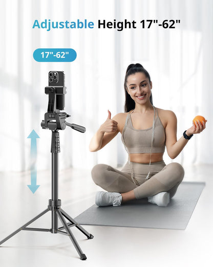 UBeesize 12'' LED Ring Light with 62'' Tripod Stand, Selfie Ring Light for Video Recording, Live Streaming, TikTok & YouTube, Compatible with iPhone & Android (Black)