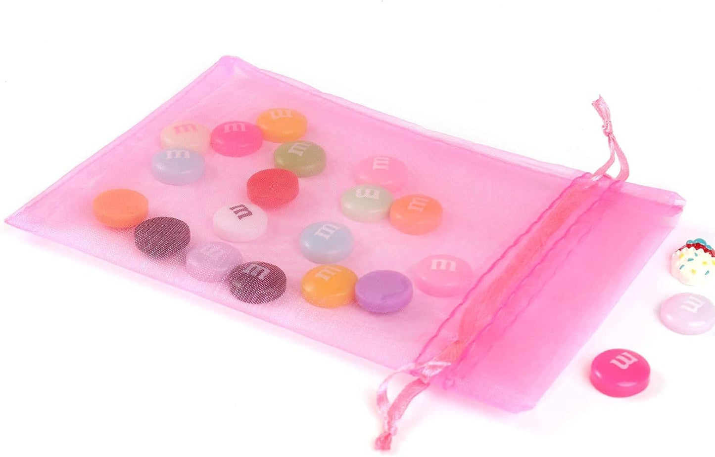 ANZNKU Pink Organza Bags 4 x 6 in 50PCS, Small Gift Bags for Goodie Candy Jewelry Soap Packaging, Cute Little Mesh Bag Drawstring Bulk for Wedding Birthday Party Favor Baby Shower & Easter Gifts Wrap