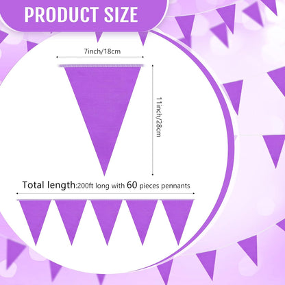 Tatuo 200 Feet Solid Pennant Banners Flags String Triangle Hanging DIY Bunting Flags Party Decorations for Grand Opening Party Banners for Kids Birthday, Shops (White)