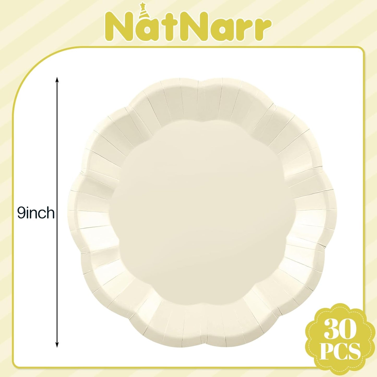 NatNarr 30 Pcs Sage Green Paper Plates, 7 Inch Scalloped Paper Plates Small Dessert Cake Plate Cute Party Plate Disposable Sage Greens Party Supplies for Wedding, Baby Bridal Shower, Birthday
