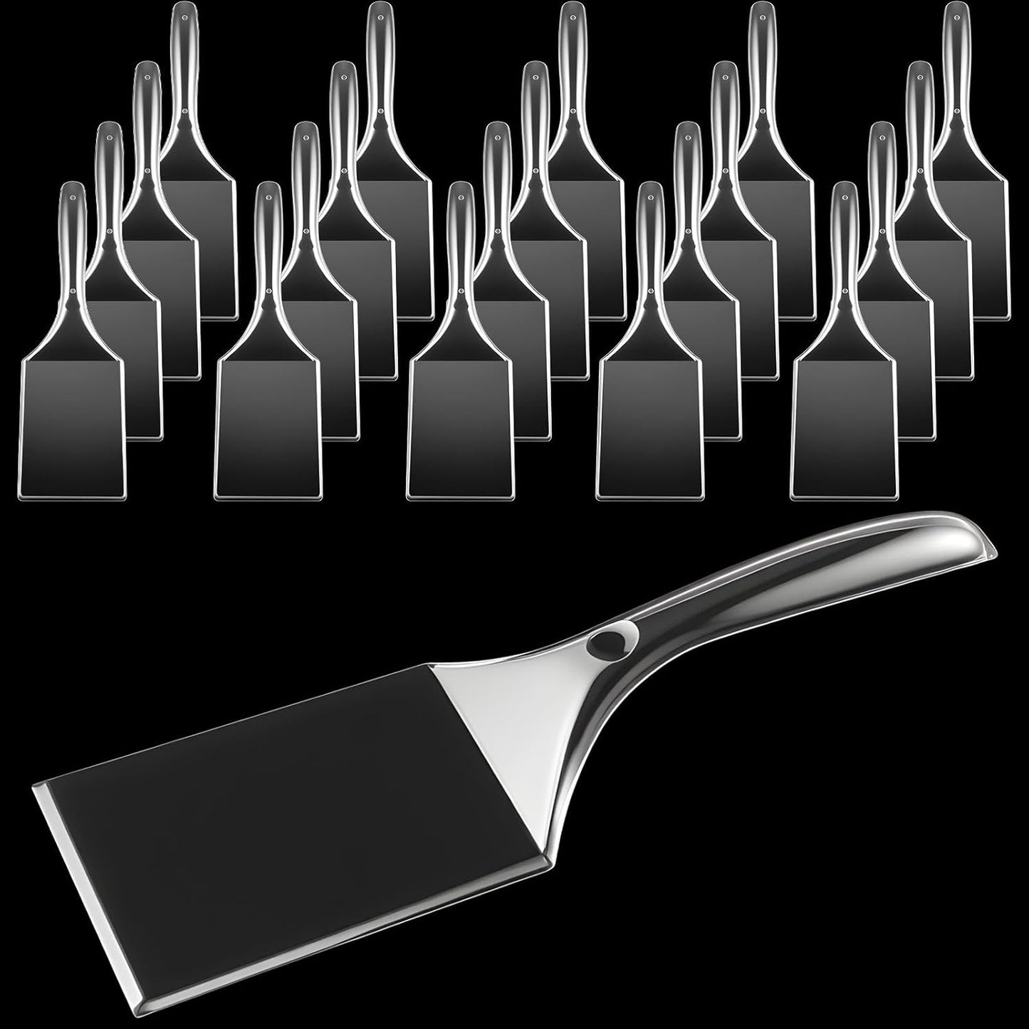 Patelai 20 Pcs Cake Server Set Disposable Plastic Serving Spatula Cutter Square and Triangle Servers Spatula Knives Pie Pizza Pastry Slicer Serving Utensils Clear for Kitchen Wedding