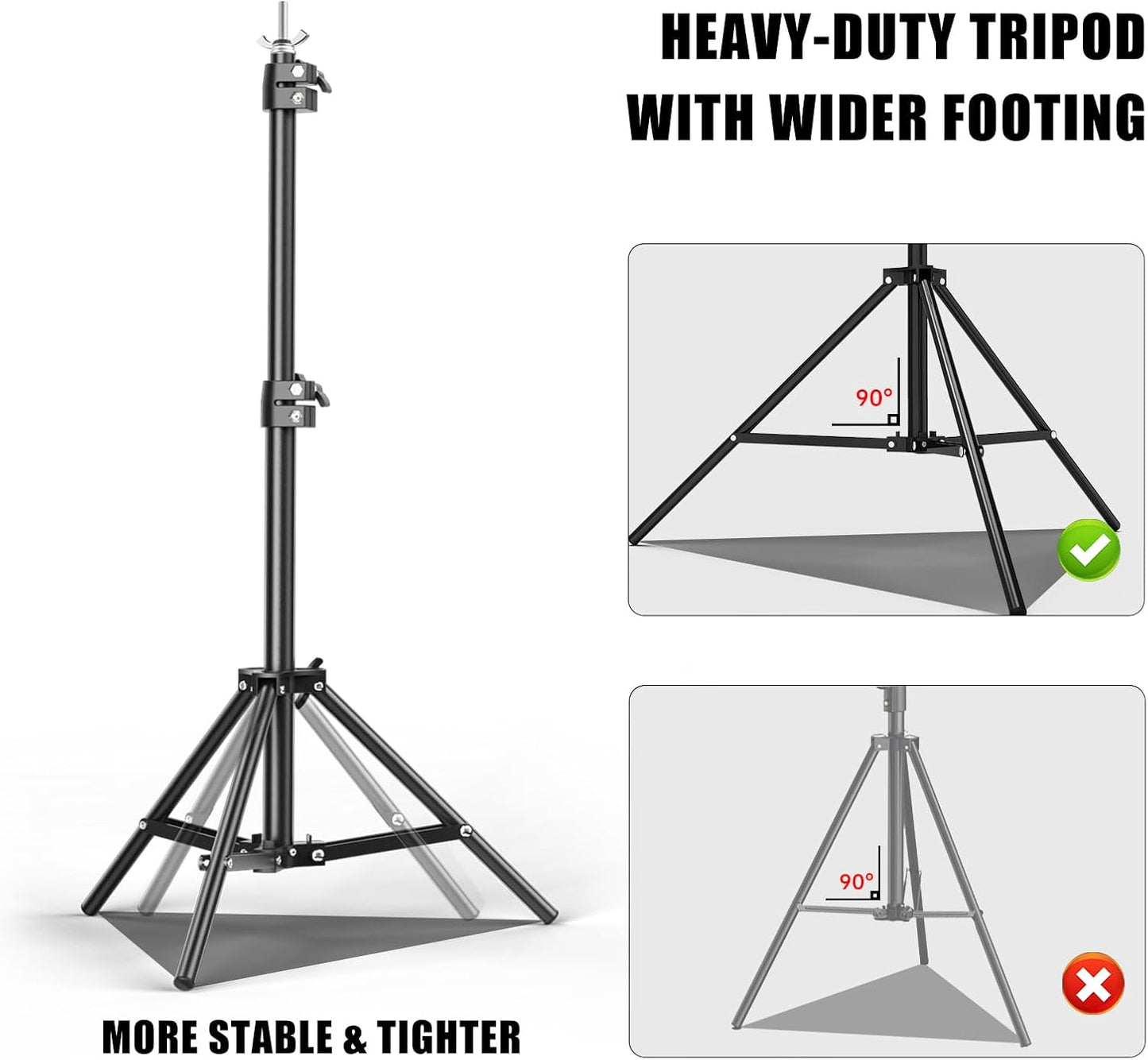 BEIYANG 6.5x6.5 FT Backdrop Stand, Adjustable Photo Background Stand Support kit with Carry Bag for Parties, Decoration, Wedding, Photo Video Studio Shooting