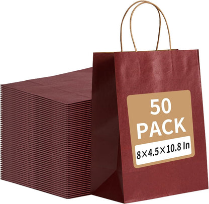 RACETOP 32 Pack Small Paper Gift Bags with Handles, 5.8"×3.2"×8.25" Kraft Paper Party Favor Bags Bulk for Kids Birthday, Baby Shower, Crafts, Wedding, Party Supplies (8 Colors)