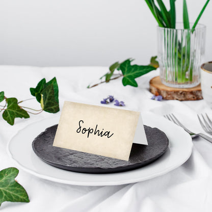 25 Pack Pink Plaid Bow Place Cards, Editable Name Cards for Table Setting, Tent Cards Food Label for Dinner Party, Bridal Shower, Wedding, Baby Shower and Events -T30