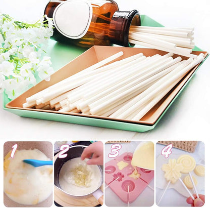 Lollipop Sticks, 200PCS White Paper Lollipop Sticks 6 Inch Lollipop Treat Sticks Sucker Stick for Chocolate,Cake Topper,Rainbow Candy, Cake Pops(3.5mm)