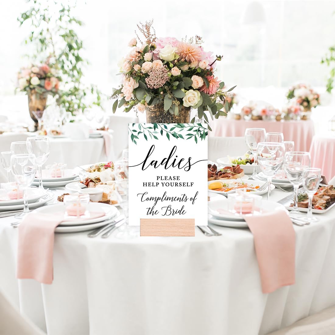 Andaz Press Wedding Party Signs, Natural Greenery Green Leaves, 8.5x11-inch, Bridal Shower Scavenger Hunt, 1-Pack - Colors D