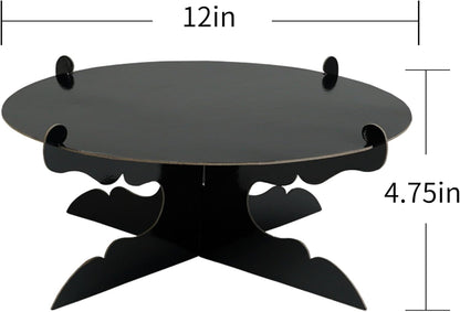 12 inch One Tier Cardboard Cake Stand,Black Cupcake Stand for Birthday Wedding DIY Dessert Decoration