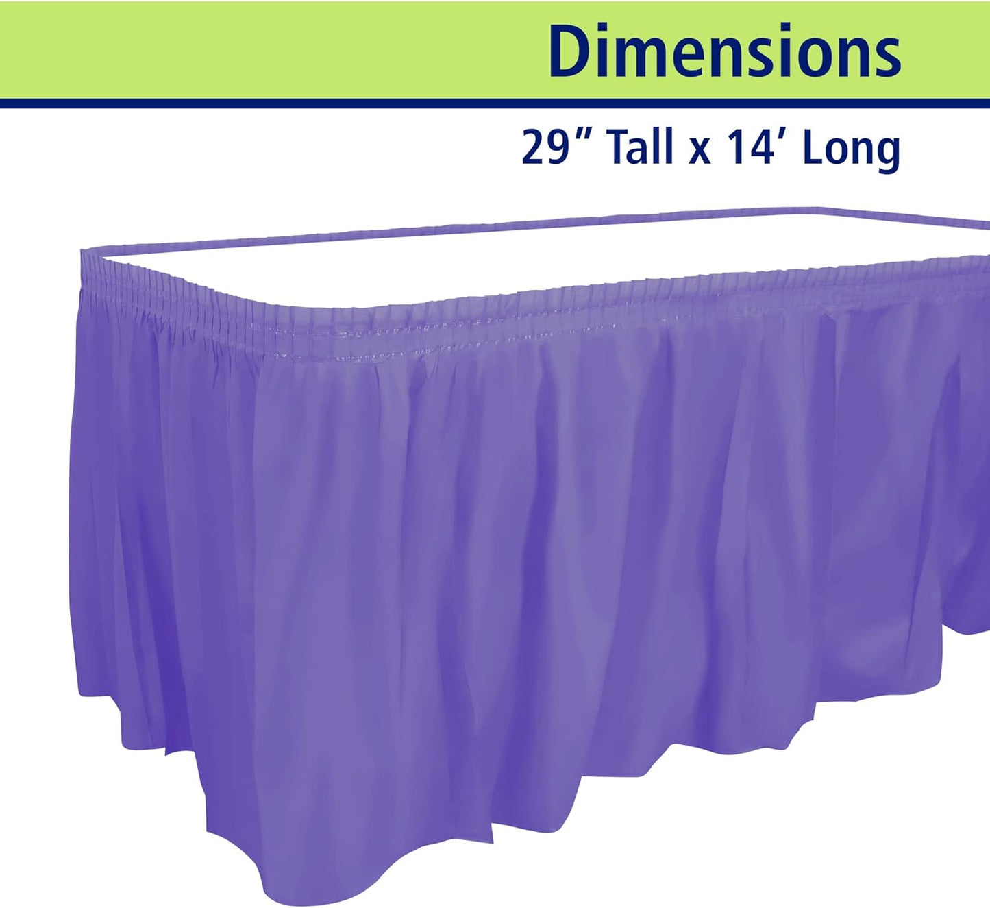 Party Dimensions Plastic Table Skirt, 29-Inches by 14-Feet - White - 6 Pack