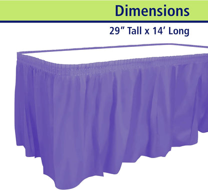 Party Dimensions Plastic Table Skirt, 29-Inches by 14-Feet - White - 6 Pack