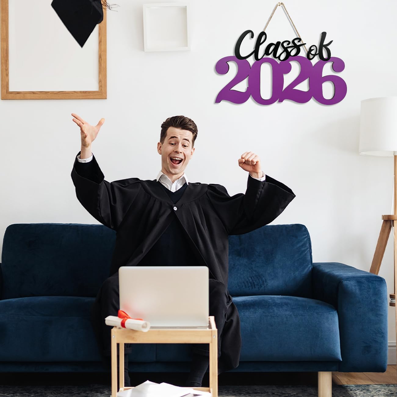 Class of 2026 Wooden Sign Graduation Party Decorations 2026 White Graduation Photo Booth Prop Senior2026 Sign for High School College Party
