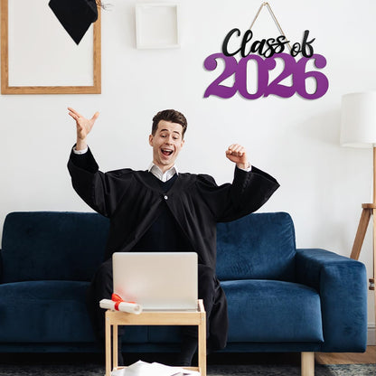 Class of 2026 Wooden Sign Graduation Party Decorations 2026 White Graduation Photo Booth Prop Senior2026 Sign for High School College Party