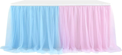 Suppromo 6ft Pink Tulle Table Skirt Baby Shower Tablecloth for Rectangle Tables or Round Tables Pink Ruffle Tutu Table Skirts Desk Skirt for Princess Girls Birthday Party Cake Dessert Decorations