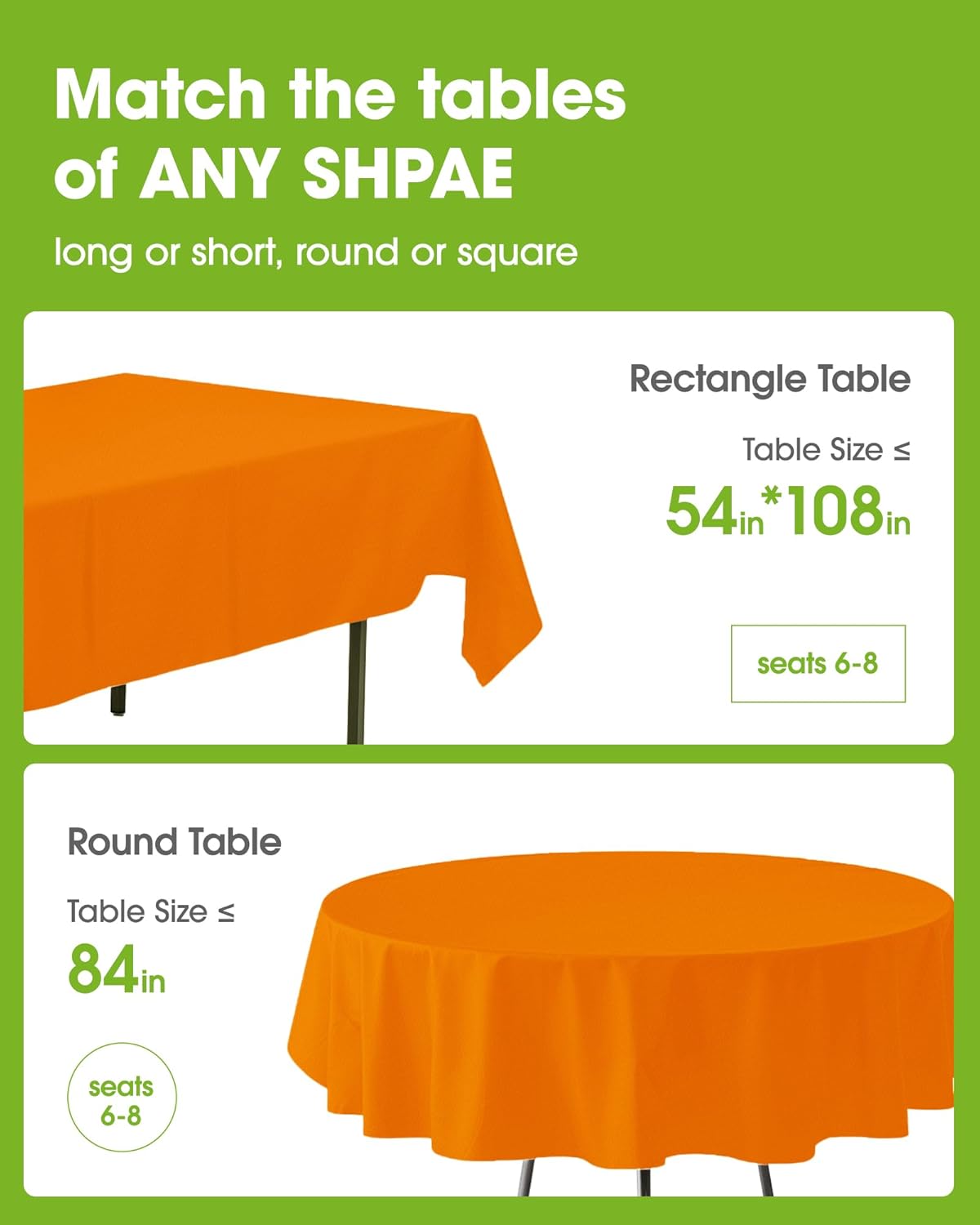 Pureegg Plastic Table Cloth Disposable 6 Pack, 54 x 108 Inch Table Cloths, Party, Picnic, Wedding, Decorative Tablecloths, Rectangle, White Plastic Cover, Waterproof, White