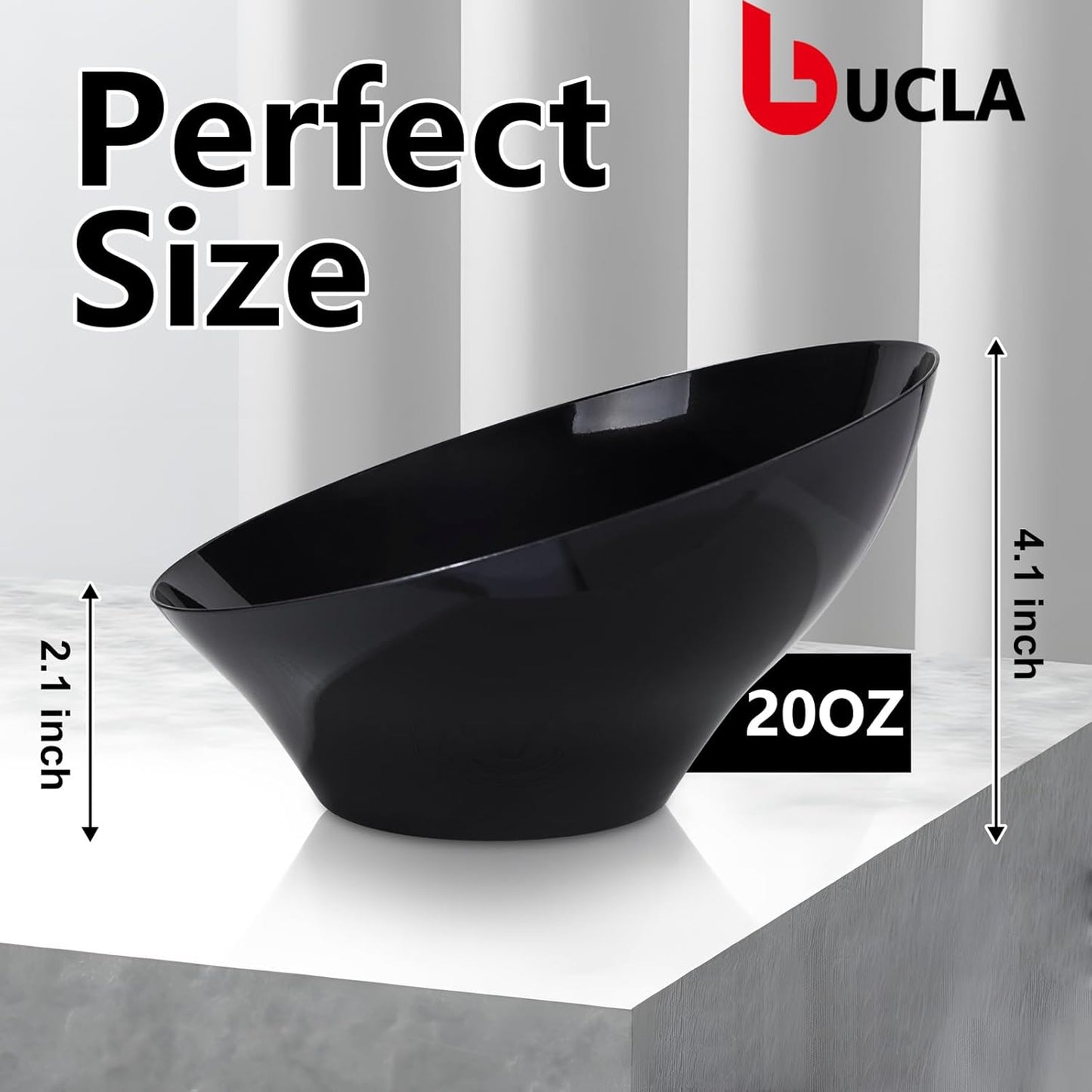 bUCLA 54 OZ Clear Plastic Serving Bowls (12 Pack) - Angled Serving Bowls Disposable for Chip&Candy - Party Table Salad and Fruit